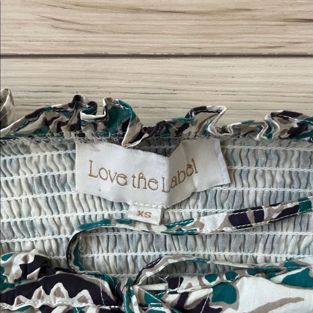 Love the Label 100% Cotton Green Paisley Sweetheart Neck Long Sleeve Crop Top - Picture 2 of 6